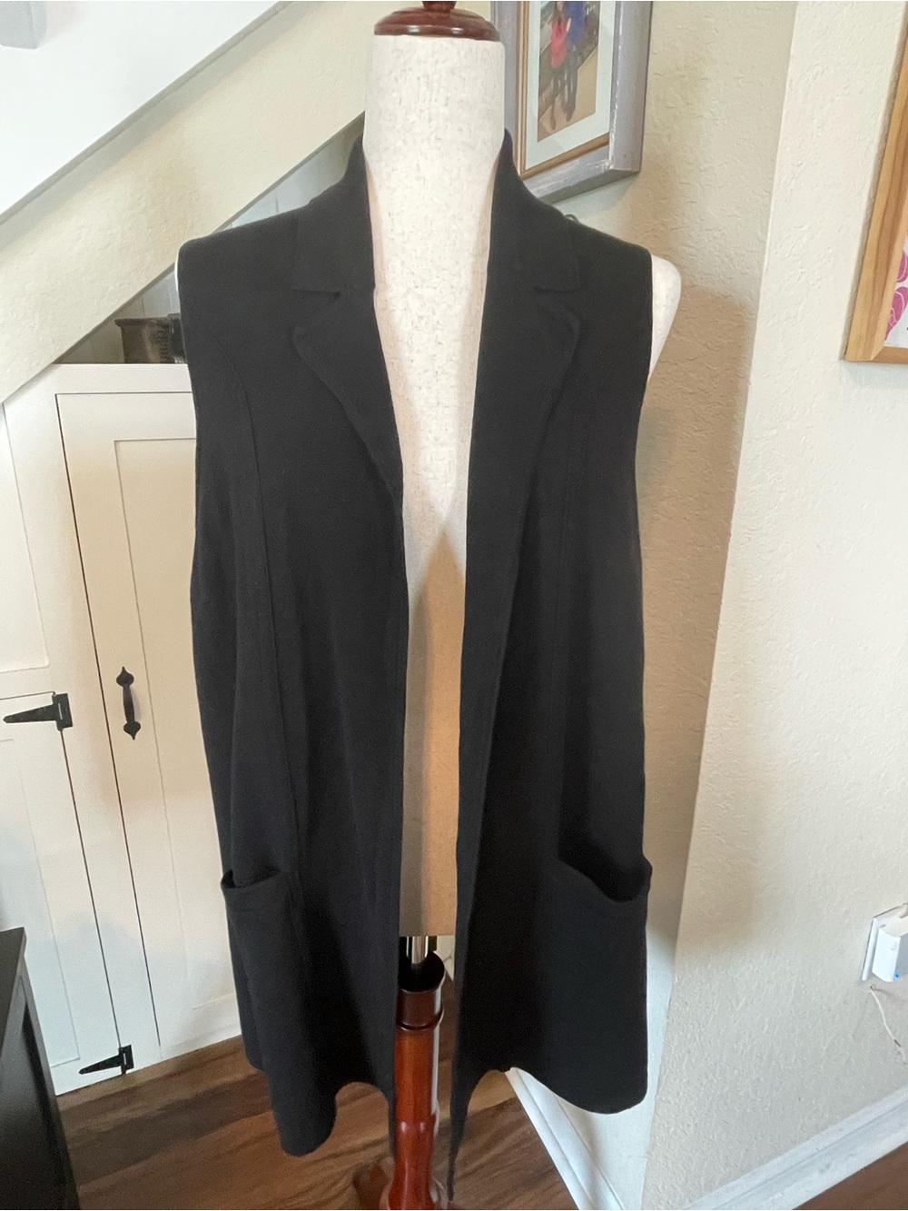 FOXCROFT | Black Sleeveless Open-Front Vest | 1X